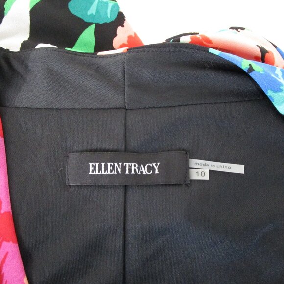 Ellen Tracy Womens Bright Multi-Color Floral Faux Wrap Sheath Dress Size 10 - Picture 8 of 11